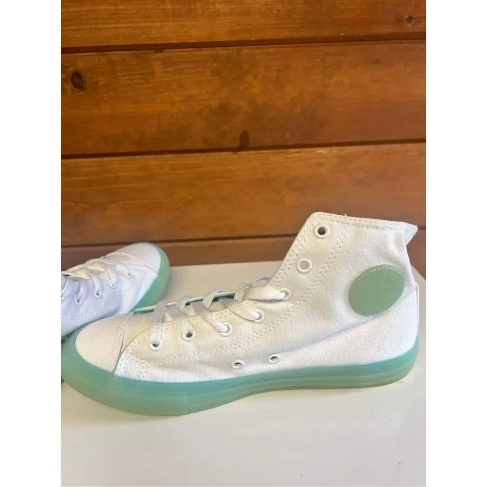Converse Chuck Taylor All Star Hi Big Kids Shoes White/Bleached Aqua 660718c Sz